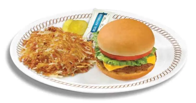 ANGUS 1/4 B HAMBURGER DELUXE with HASHBROWNS